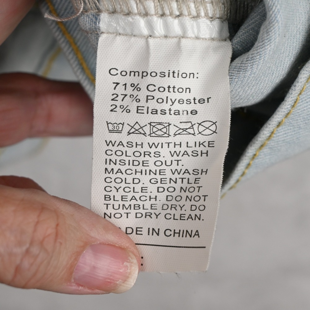 Distressed Denim Trucker Jacket Mens XL Light Blue Ripped Frayed Streetwear - Picture 6 of 6